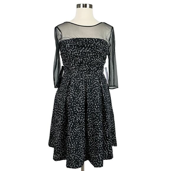 JS Collections Sequin Midi Fit and Flare 3/4 Sleeve Cocktail Dress Black Size 12 - Picture 1 of 13